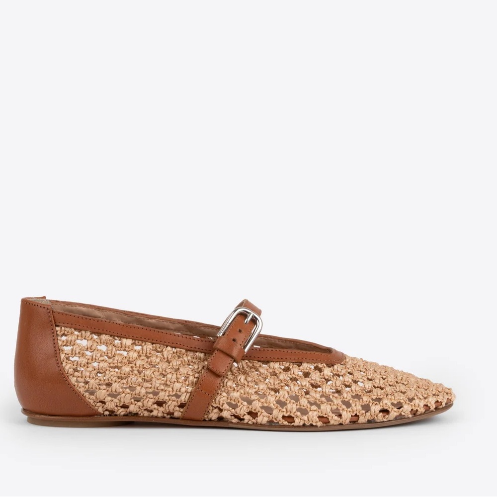 Labucq Lido Mary Jane ballet flats in natural rafia - Picture 2 of 9